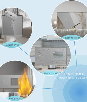 Bseed 10A Alloy 3 Gang Touch Switch With Single Wall Socket