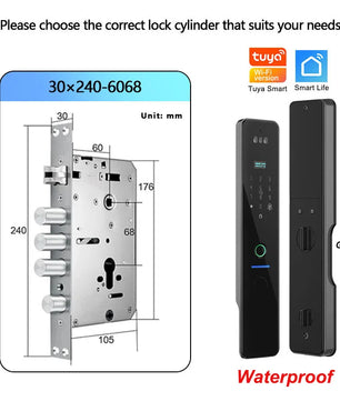 Wifi R2 IP66 Waterproof Fingerprint Electronic Lock With Camera