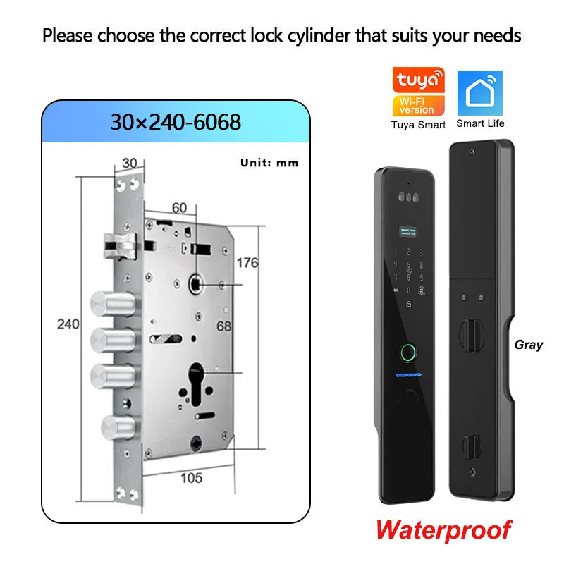 Wifi R2 IP66 Waterproof Fingerprint Electronic Lock With Camera
