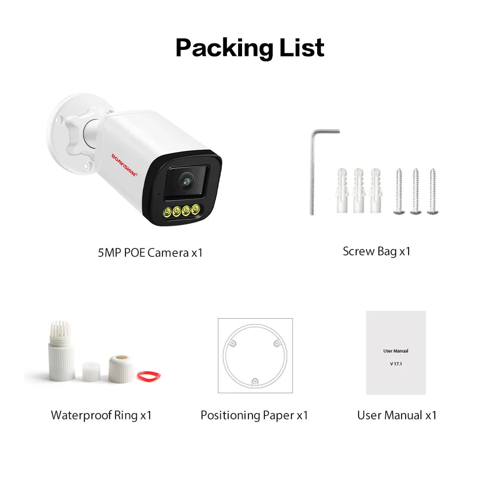 Boavision 5MP RJ45 Night Vision Audio Outdoor Surveillance Camera