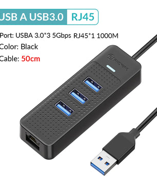 1000Mbps Ethernet Type-C USB 3.0 Hub With RJ45 USB Splitter