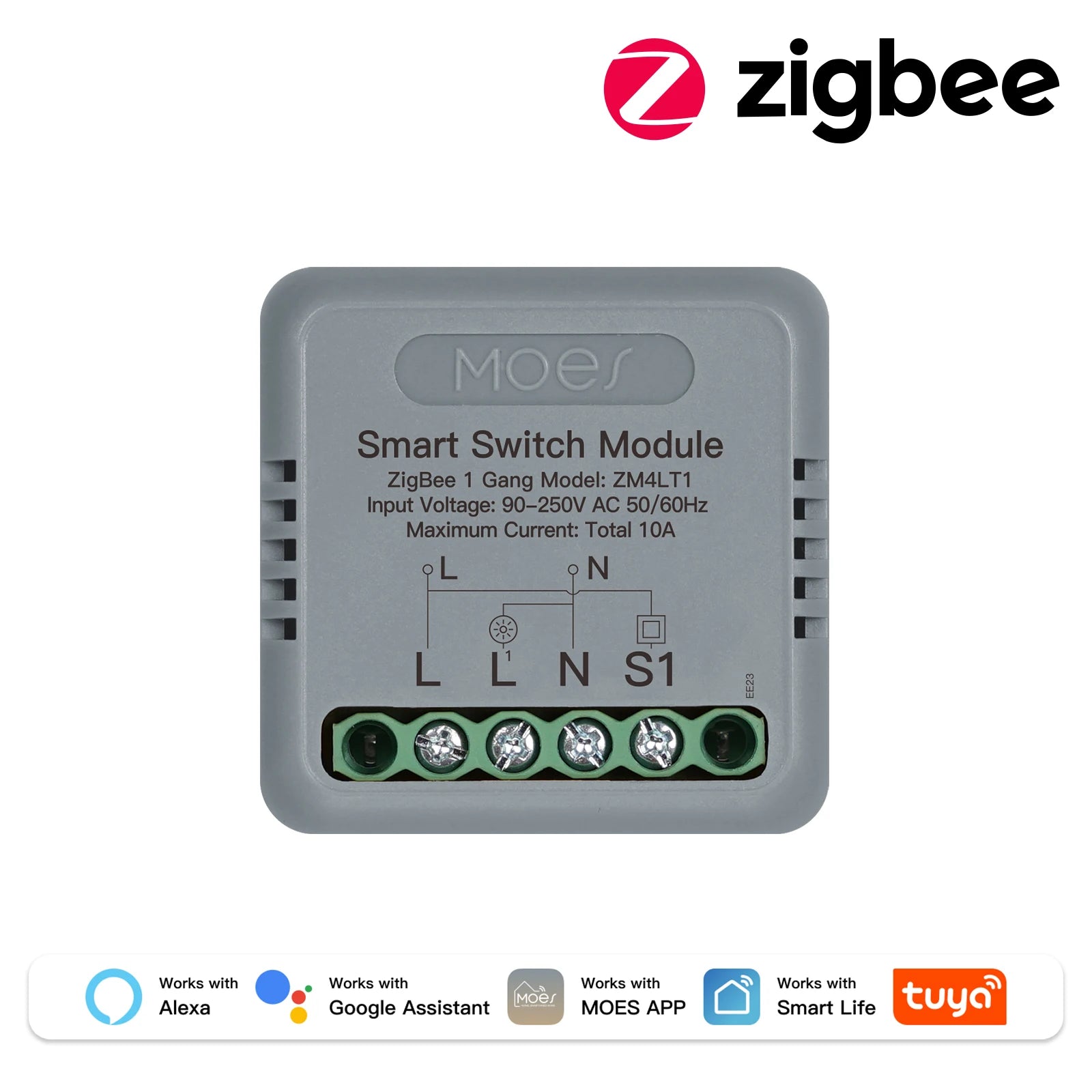 MOES WiFi Zigbee Smart Switch Module 1-4 Gang with Voice Control