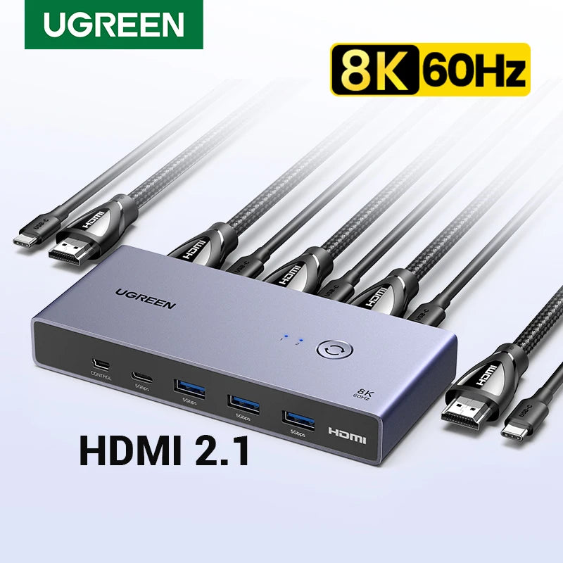 Ugreen 2-IN-1 Display 8K HDMI KVM Switch with USB Sharing