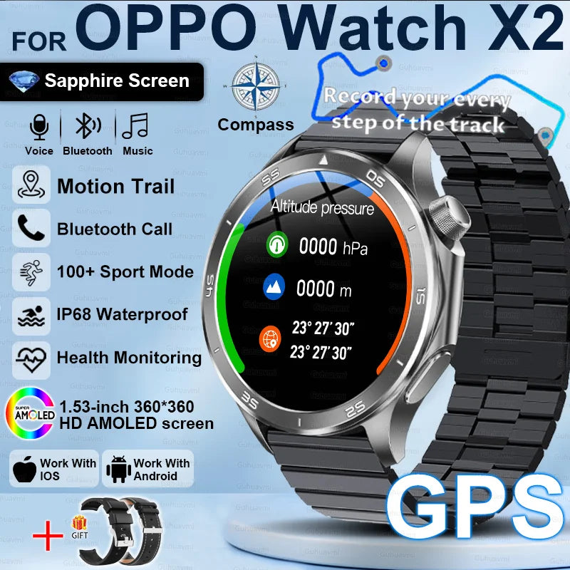 Steel Waterproof Android On-Wrist Round Shape Smartwatch