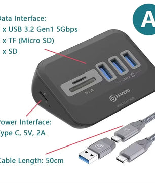 USB 3.2 Type C USB 3.0 Adapter Docking Station with SD Card for Laptop PC