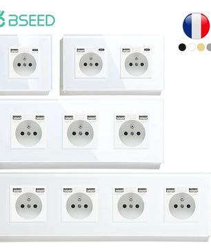 Bseed 16A Glass Panel Single Double Triple Electric Wall Socket