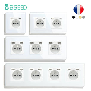 Bseed 16A Glass Panel Single Double Triple Electric Wall Socket