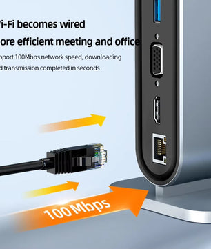 12-IN-1 Metallic Type-C HDMI Compatible RJ45 Docking Station