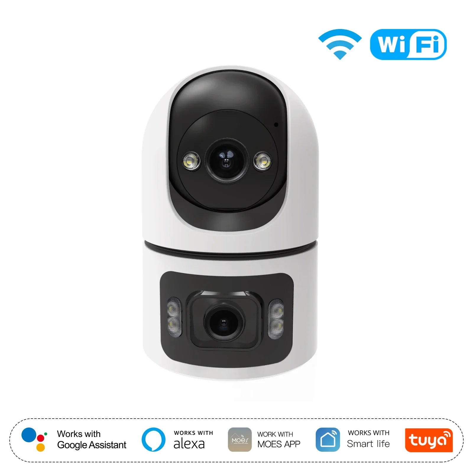 Moes 2.4GHz WiFi Dual Screen Lens Indoor Night Vision Camera