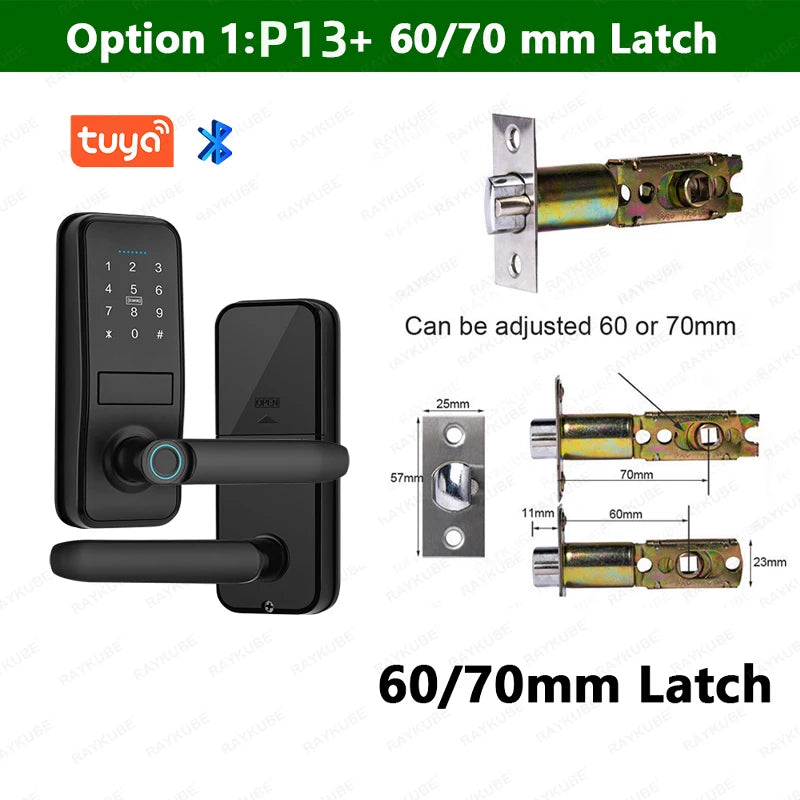 Aluminium Alloy Fingerprint Bluetooth Reversible Handle Door Lock