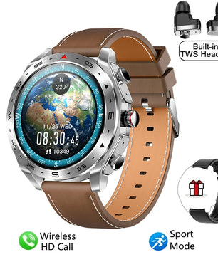 2-In-1 Silica Gel Bluetooth Earphones With Round Smartwatch