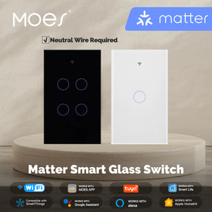 Moes Tuya WiFi Smart Light Glass Touch Panel Fireproof Switch