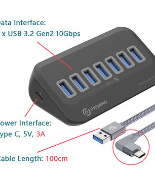 10Gbps Aluminum Alloy USB 3.2 Multi Port Docking Station Hub