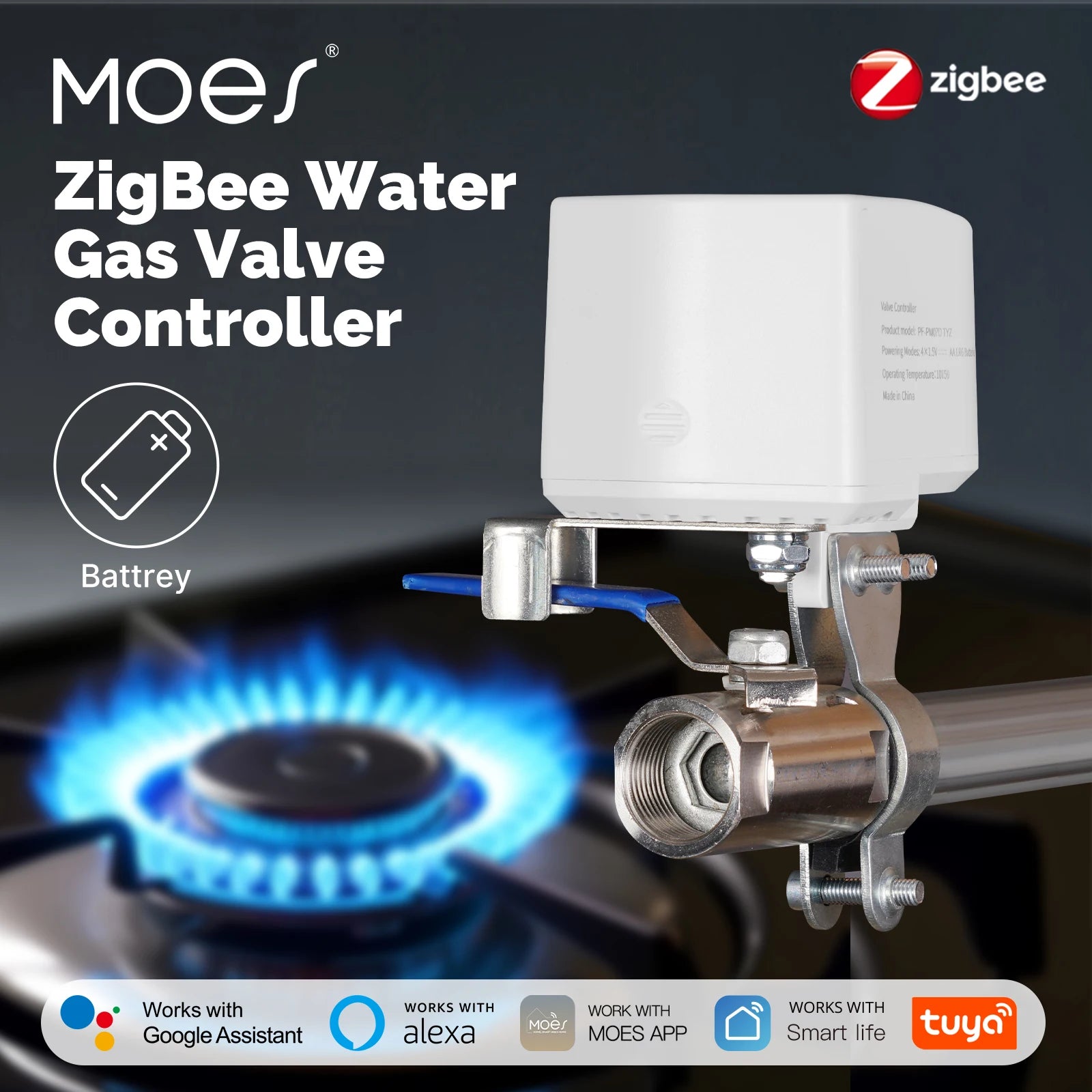 MOES ZigBee Smart Water/Gas Valve Controller with Alexa Google Home