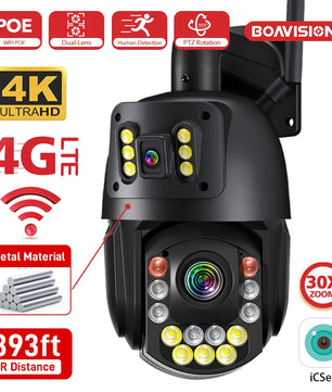 Boavision 8MP WIFI 4G Dual Lens Night Vision Security Camera