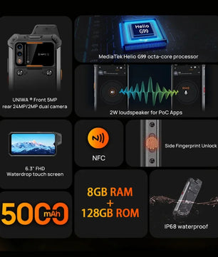 5000mAh 6.3'' 128GB Android W999 ATEX Waterproof Smartphone