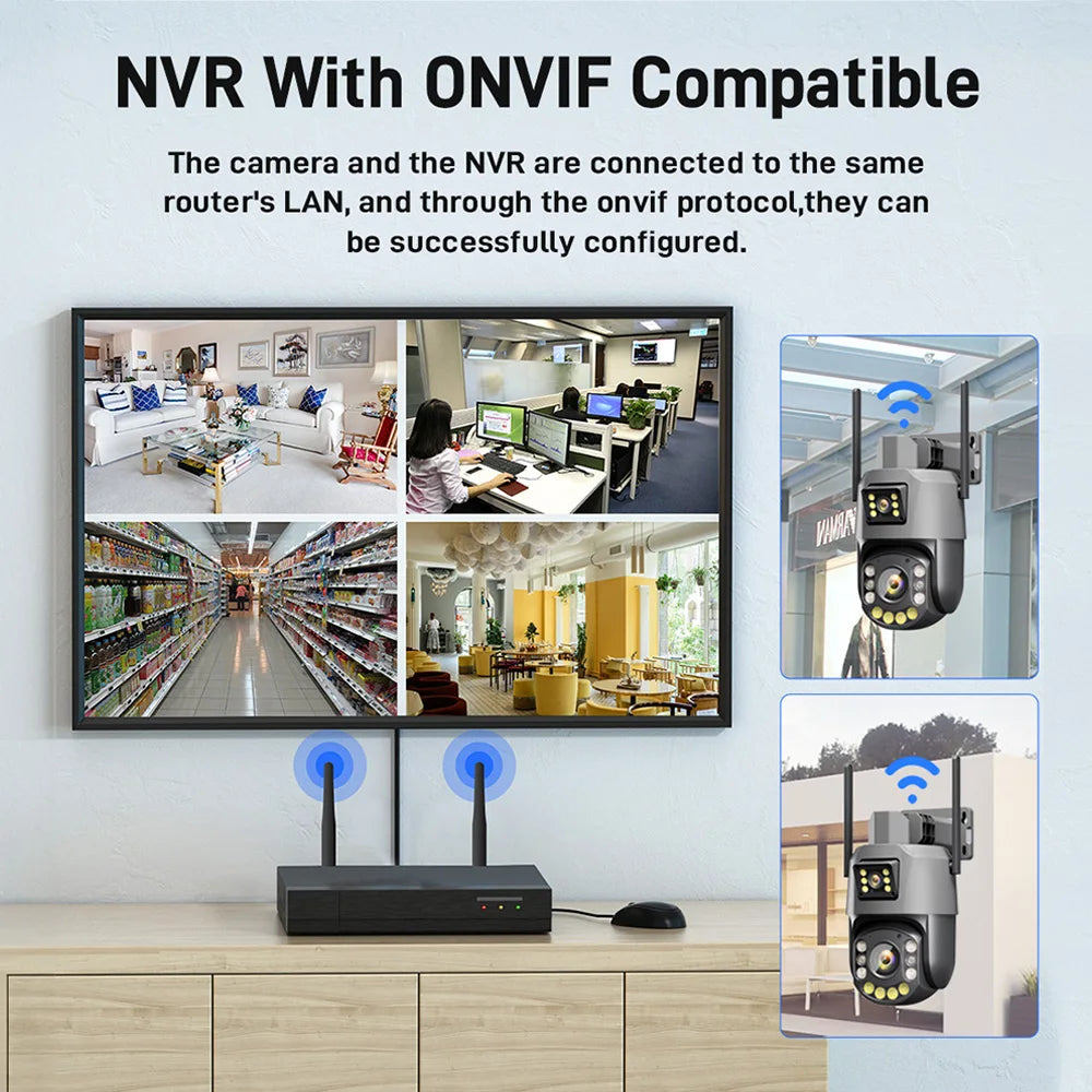 IP66 6MP Digital Zoom Wifi Dual Lens Waterproof Dome Camera