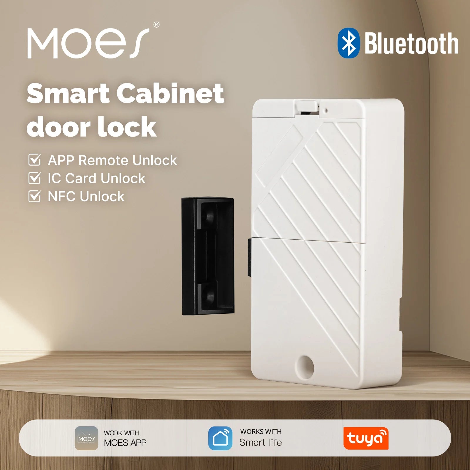 MOES Bluetooth Smart Cabinet Drawer Lock with App Remote Control