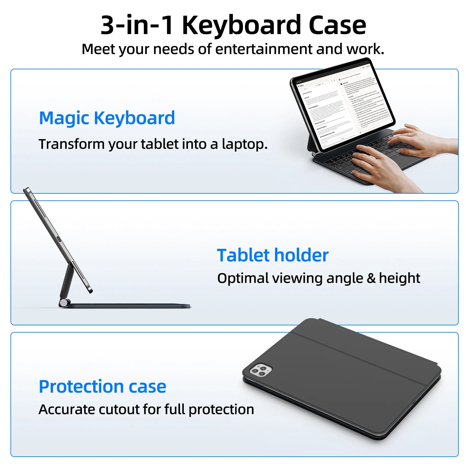 11 Inches Wireless Magnetic Magic Keyboard Case for Apple iPad