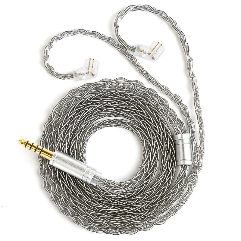 Silver Pleated Copper Flexible Enhanced Durability Headphone Cable