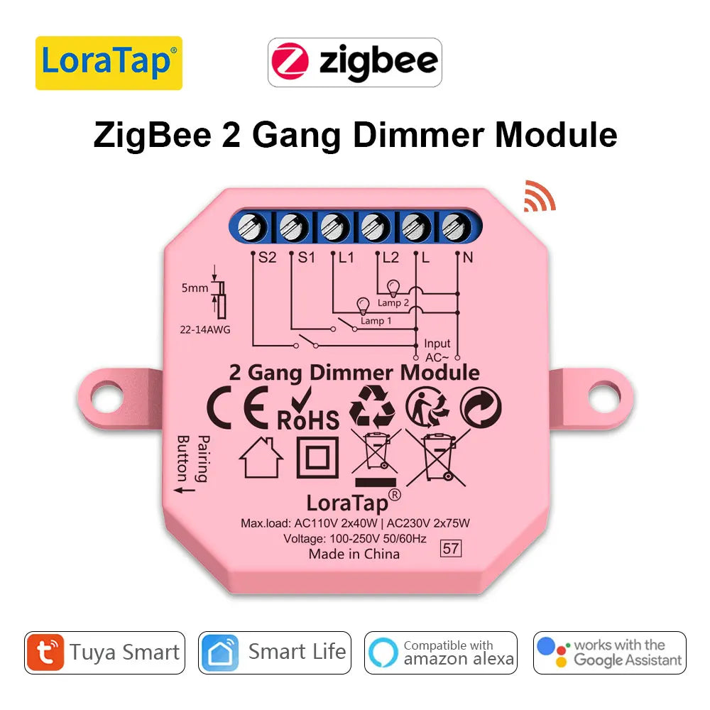 LoraTap 10A 300W Plastic Smart ZigBee 3.0 Light Switch Module