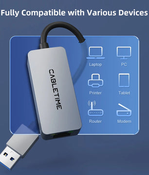 Aluminum Alloy USB A Ethernet Adapter 2.5Gbps Adapter For Laptop