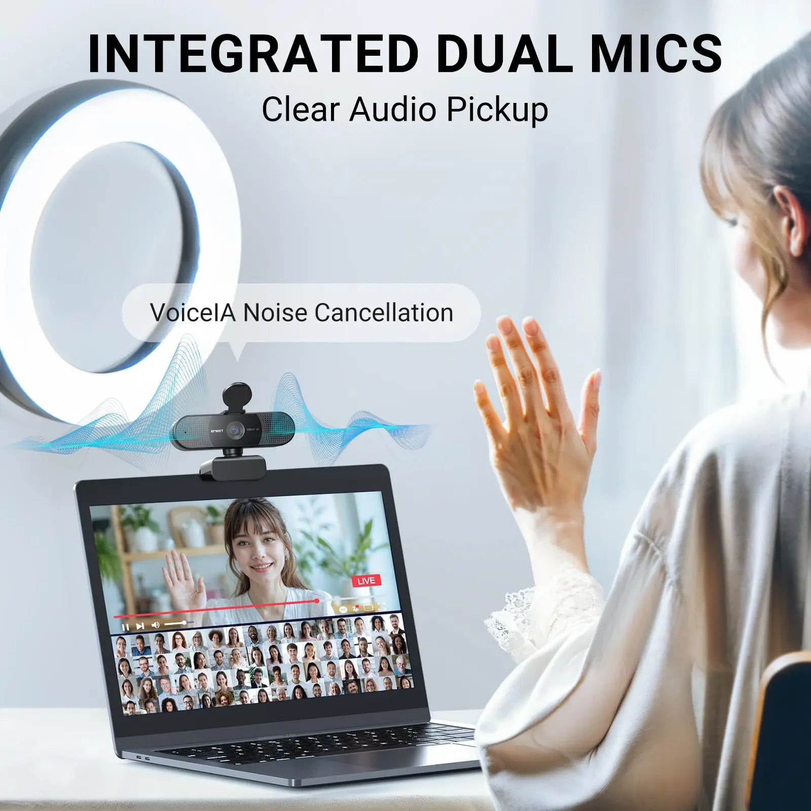 Plastic 2MP1080P 60FPS Autofocus HD Mini Web Camera for Laptop