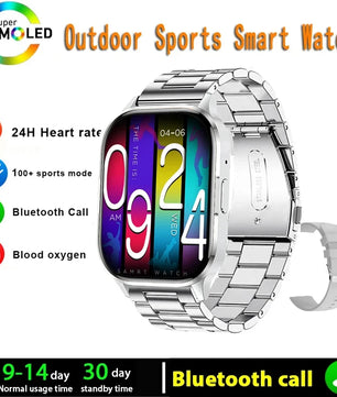 Silica Gel Waterproof Android Square Shaped Amoled Screen Smartwatch