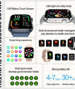 Rubber Waterproof Android Square Shaped Amoled Screen Smartwatch