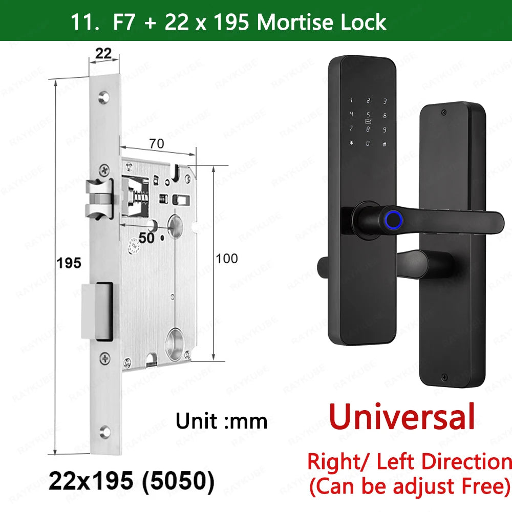 Zinc Alloy Fingerprint Bluetooth Rechargeable Battery Door Lock