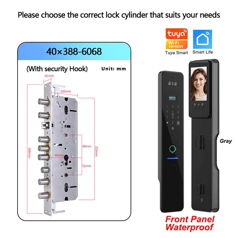 Wifi R2 IP66 Waterproof Fingerprint Electronic Lock With Camera