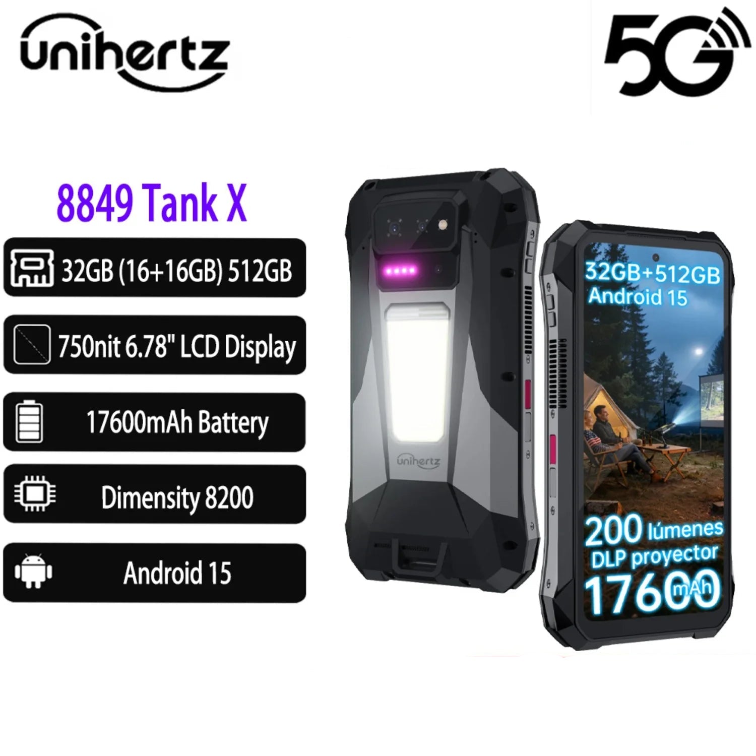 50MP 120W 8849 Tank X 5G Rugged Type-C Smartphone
