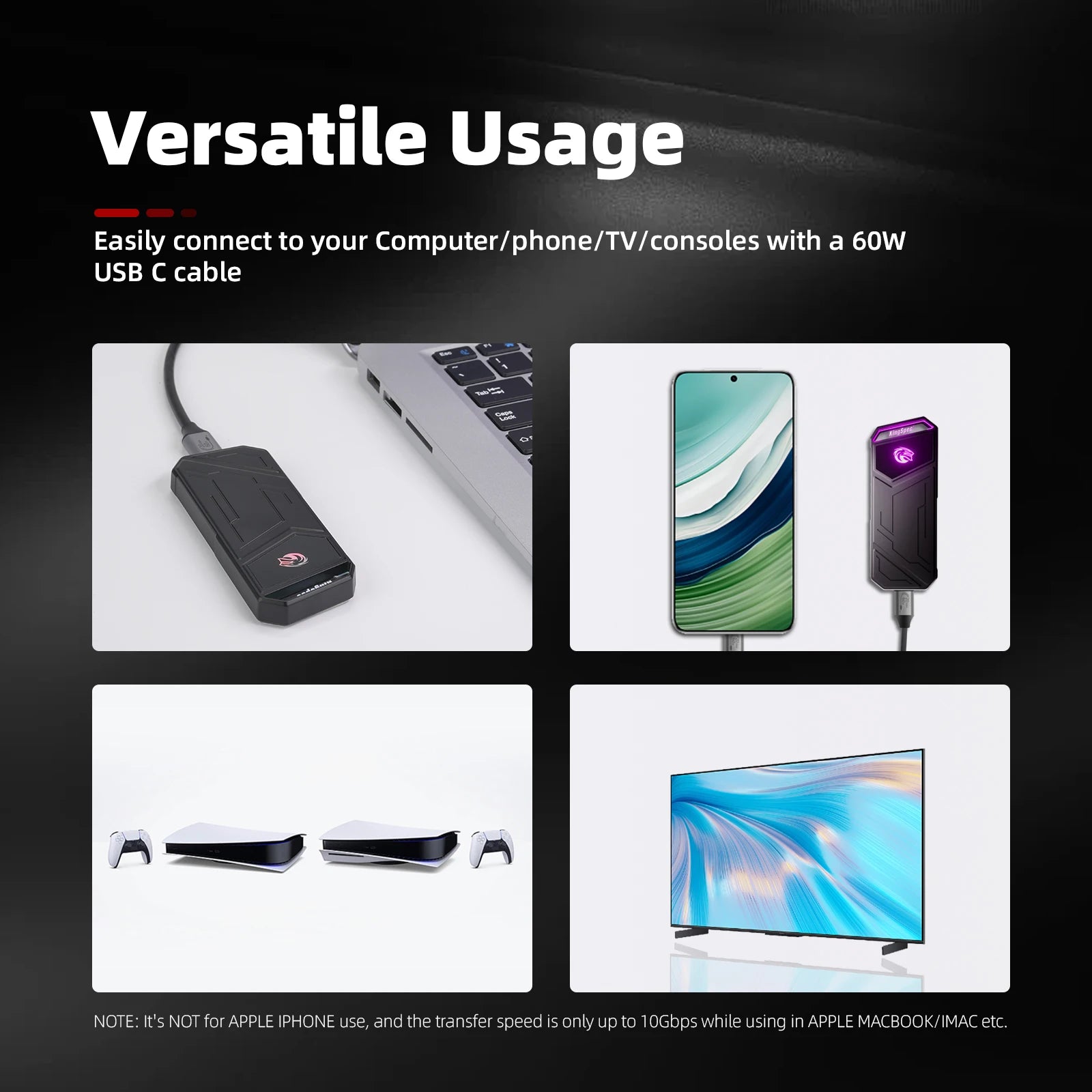 4TB External Gen2x2 Solid State Drive For Laptop And Desktop