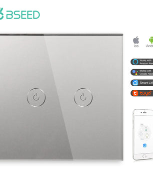 Bseed Alloy 4 Gang 1 Way Crystal Glass Panel Light Touch Switch