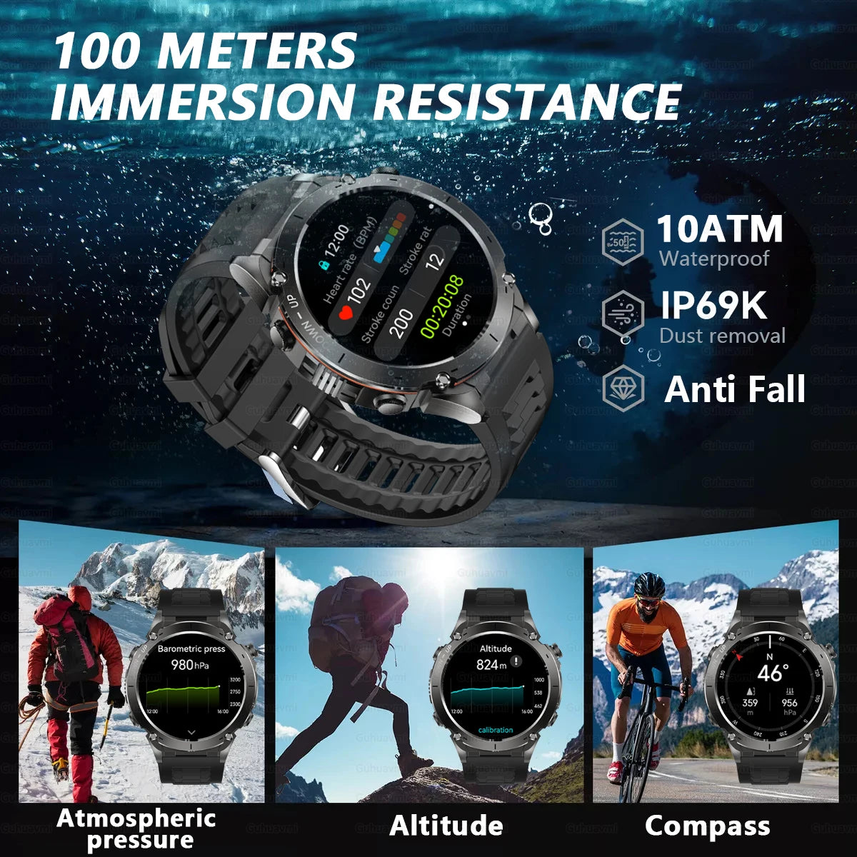 Fine Steel Waterproof Android Round Shaped Bluetooth Smartwatch