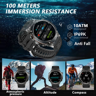 Fine Steel Waterproof Android Round Shaped Bluetooth Smartwatch