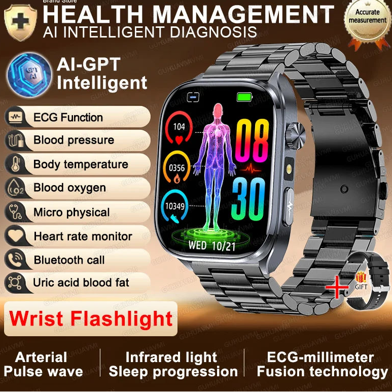 Fine Steel Waterproof Android Square Shape On-Wrist Smartwatch