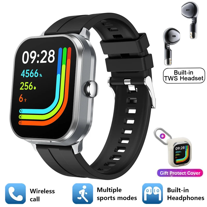 Silica Gel Waterproof Heart Rate Tracker Android Square Smartwatch