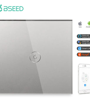 Bseed Alloy 4 Gang 1 Way Crystal Glass Panel Light Touch Switch