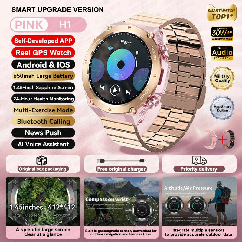 Silica Gel Waterproof Android Round Shaped Amoled Screen Smartwatch