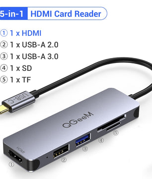 8-IN-1 USB 3.1 Card Reader HDMI USB Splitter Docking Station Hub