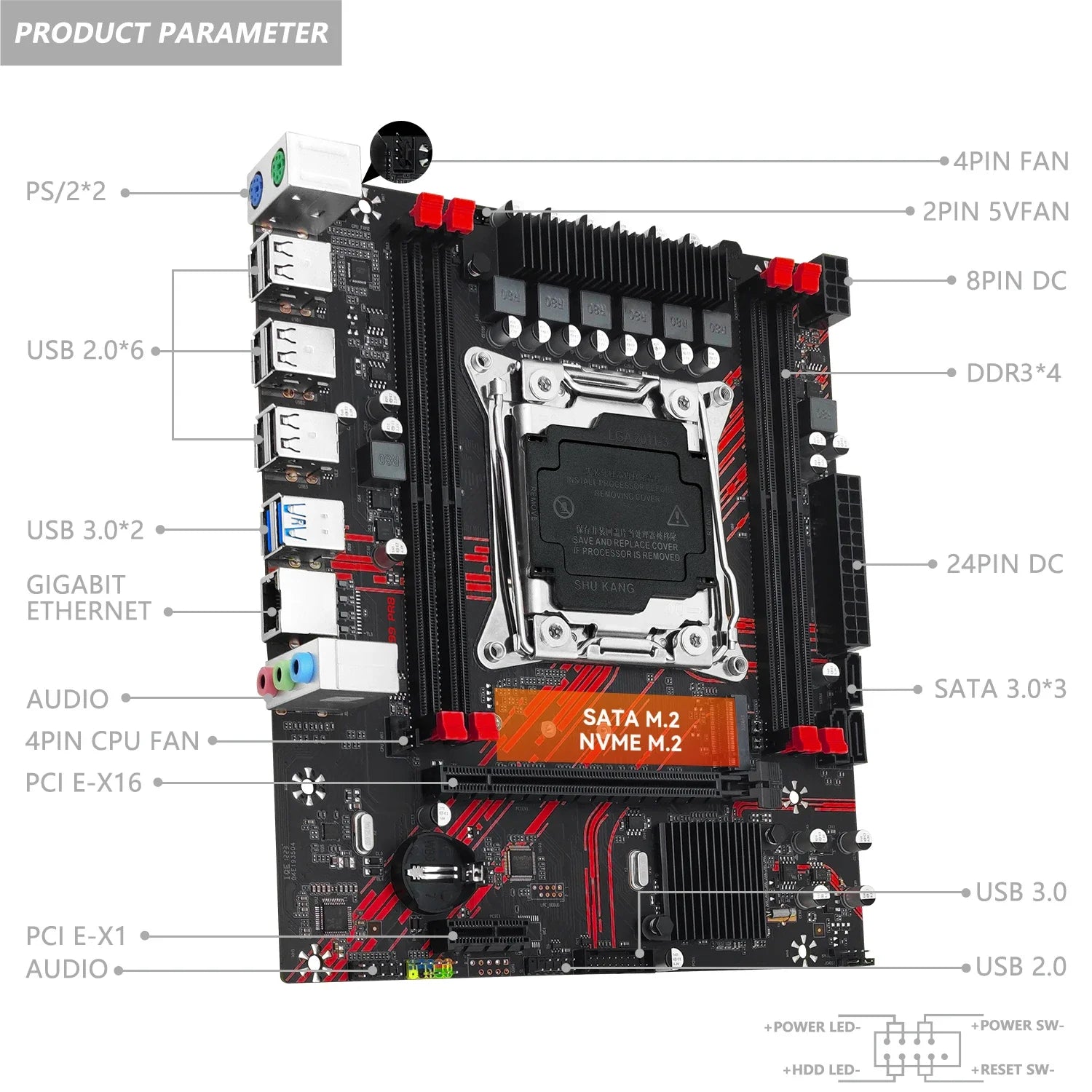 Machinist LGA 2011-3 Intel Xeon E5 2673 V3 Desktop Motherboard Set
