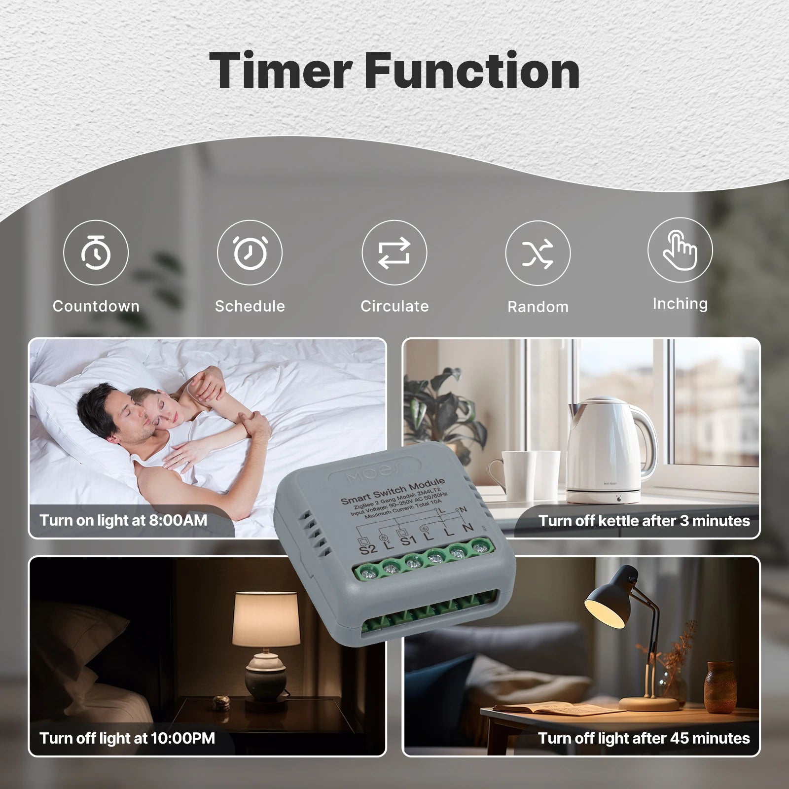 MOES WiFi Zigbee Smart Switch Module 1-4 Gang with Voice Control