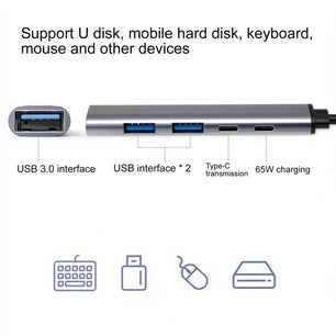 Aluminum Alloy USB 3.0 HDMI Type-C Compatible Docking Station Hub