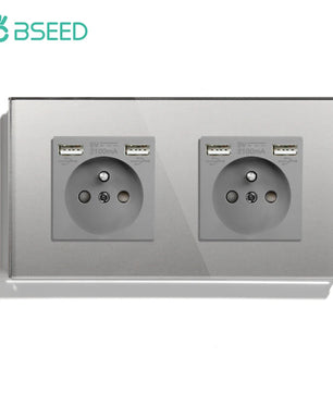 Bseed 16A Glass Panel Single Double Triple Electric Wall Socket