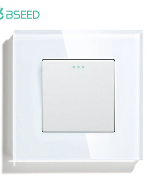 Bseed Alloy 2 Gang 1 Way Crystal Glass Panel Push Button Switch