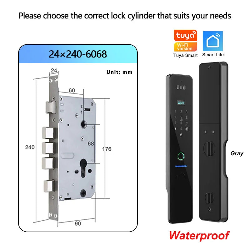 Wifi R2 IP66 Waterproof Fingerprint Electronic Lock With Camera