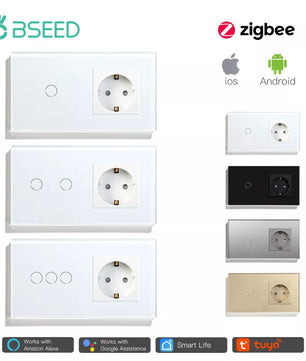 Bseed 16A Alloy 3 Gang Crystal Glass Panel Wall Light Touch Switch