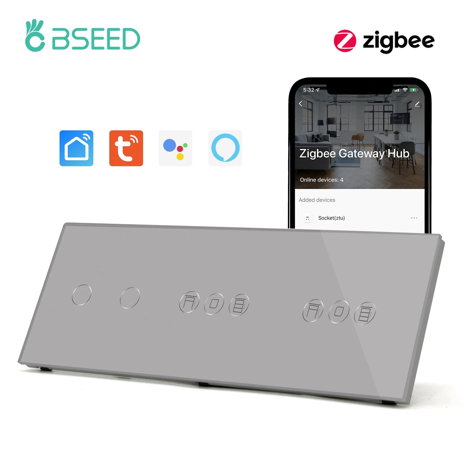 Bseed Alloy Multi Gang Roller Shutter APP Control Wifi Switch