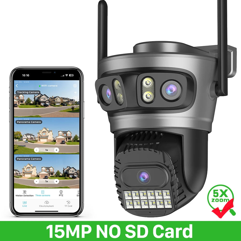 IP66 20MP Wifi Four Lens 10X Zoom Surveillance Camera